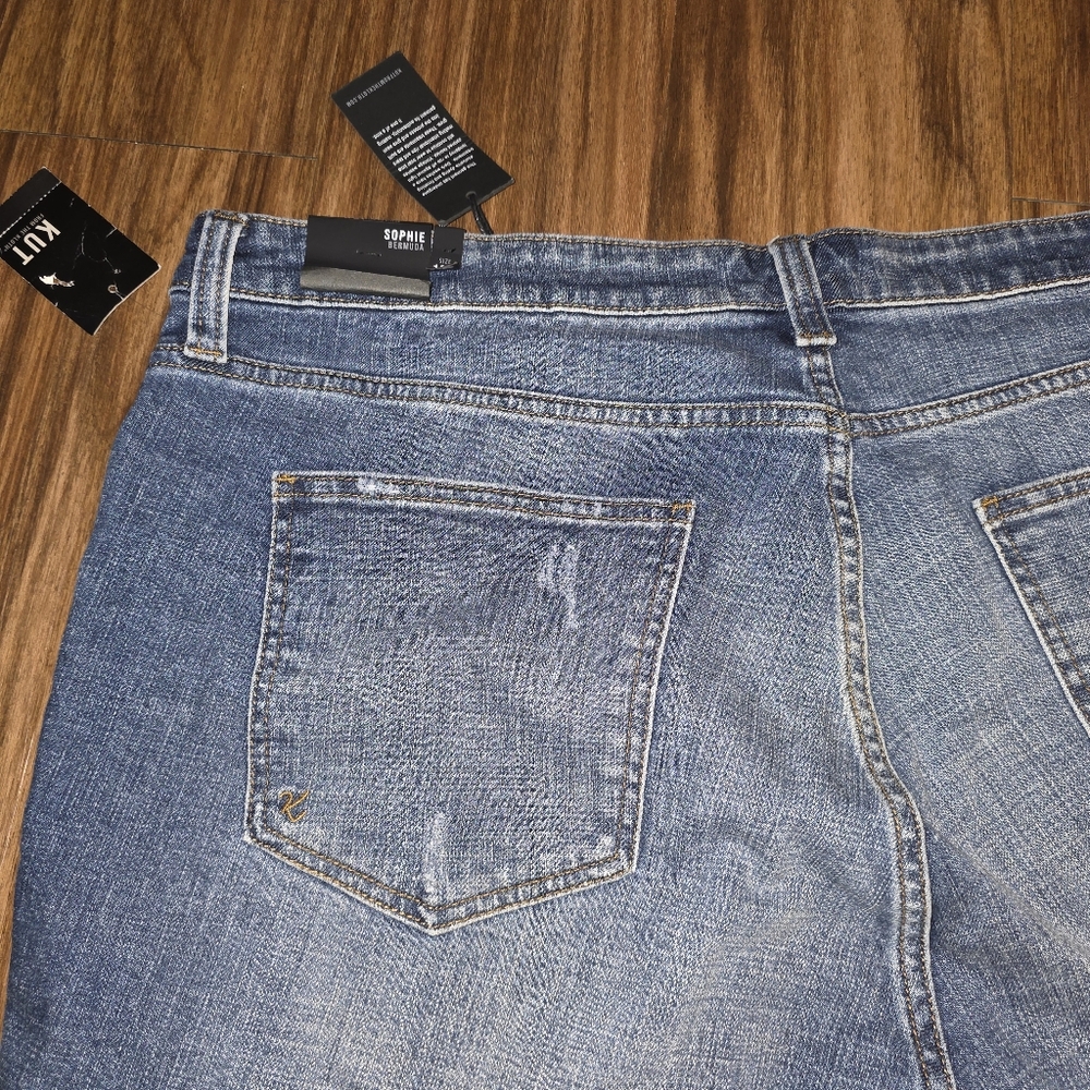 NWT SZ16W Kut From The Kloth Women Sophie Bermuda Shorts Raw Hem Cut Off Jeans - Picture 7 of 13